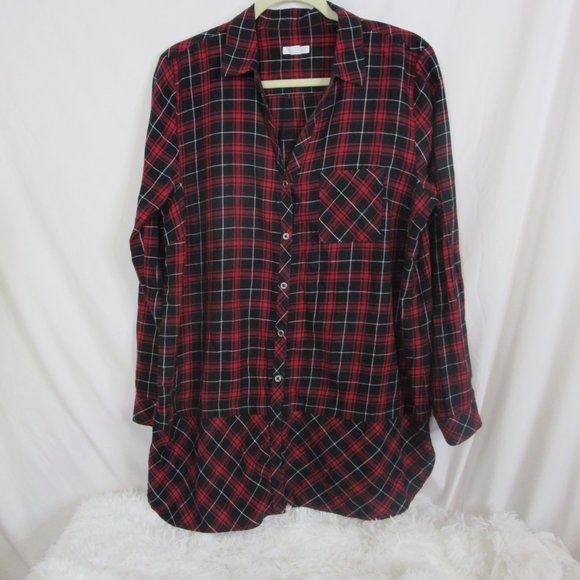 J. Jill Layered Blouse Plaid Tunic Button Down Long Sleeve Top Size Large - Picture 4 of 12